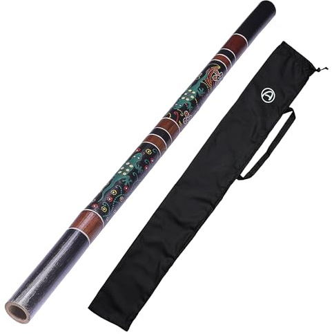 Bambú Didgeridoo 120cm – Verde Gekko Diseño con tono bajo cálido