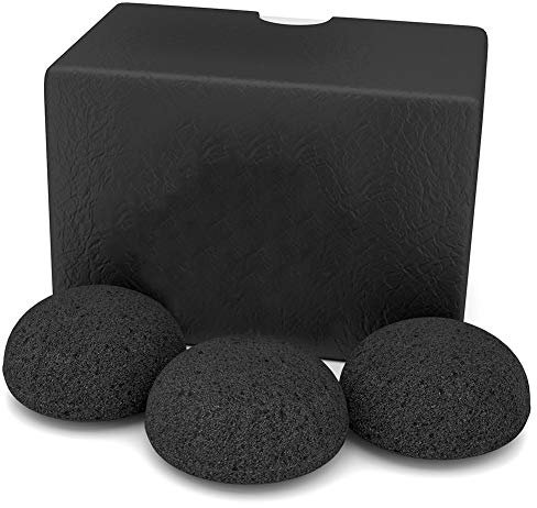 Juego de esponjas de konjak, con carbón de bambú activo, 3 unidades Para la limpieza y exfoliación de la piel.
