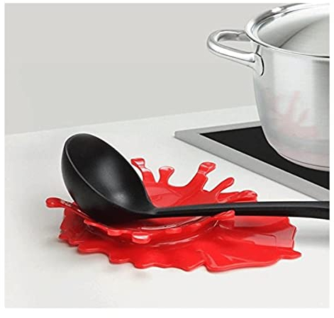 Popowbe Repose-cuillère support en silicone en forme de Ketchup Supports Splash Repose-cuillère en Moutarde de cuisine cuisson Aid Porte-gobelet Creative Cadeau