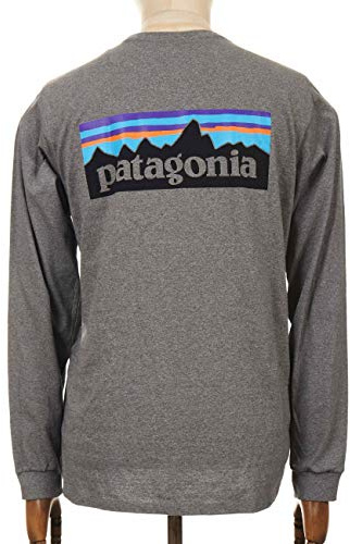 Patagonia M's L/S P-6 Logo Responsibili-tee T-tröja Herr, Gravel Heather, S