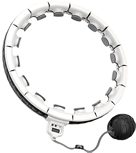 Gewichtsverlust Hula Hoop Reifen, 2 in 1 Bauch Fitness Massage Smart Hula Hoop mit Zählung und Gürtel, für Erwachsene Kinder beim Abnehmen/Weiß / 12 Knots
