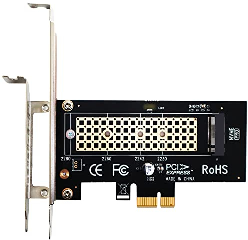 GLOTRENDS PA09-X1 Adaptateur M.2 NVMe vers PCIe X1 pour 2230/2242/2260/2280 M.2 NVMe SSD, Installation PCIe X1