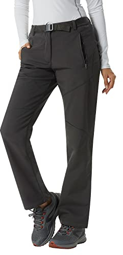 YUSHOW Pantalon Ski Femme Hiver Imperméable Pantalon de Randonnée Softshell Chaud Doublé Coupe Vent Polaire Pantalon de Montagne Escalade Snowboard Trekking