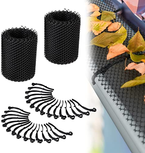 Relaxdays Grillage de gouttière, Lot de 2, Chacune 6 x 15 m, Grille en Plastique, 12 m en Total de Protection, Noir