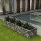 Gabionen Hochbeet 4-Eck Steinkorb Pflanzkübel rechteckig Gartenbeet Blumenkasten Garten Pflanzkasten aus Verzinkter Stahl, Drahtkorb Pflanzgefäß für Terrasse Garten Balkon, 360x90x50 cm