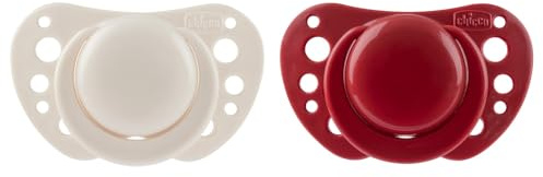 Chicco PhysioForma Succhietto Air Rosso Ciuccio 6-16 Mesi, Tettarella in Silicone, Anatomico e Funzionale, Supporta la Respirazione Fisiologica, Rosso, 2 Pezzi
