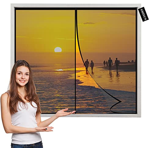 Insektenschutz Fenster Magnetisch 50x100cm Insektenschutz Balkontür mit starkem Magnet Automatisch schließen ohne Bohren für Flure/Türen/Fenster Schwarz