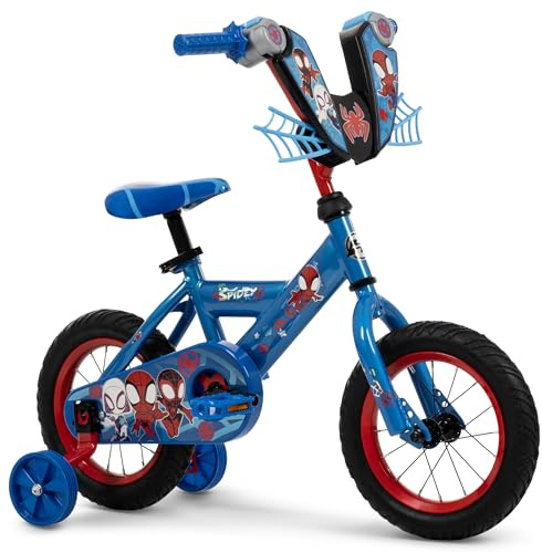 Huffy Marvel Spidey and His Amazing Friends 12 Inch Kid's Bike, Ideal for Ages 3-5 Years Old, Training Wheels Included, EZ Build Assembly, Fun and Playful Graphics, Simple Coaster Brake, Spider-Man