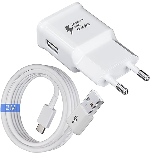 Ladegerät mit 2 m Ladekabel Kompatibel mit Samsung Galaxy A05s A13 A14 A15 A16 A20 A25 A32 A33 A34 A35 A36 A40 A52s A54 A55 A56 S8 S9 S10 S10e S20 S21 FE Ultra Plus M35 M13 Handy Schnellladegerät