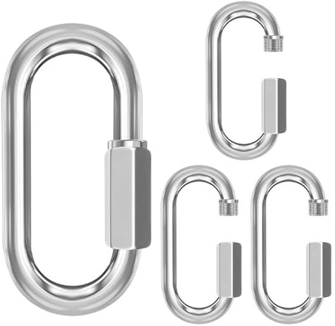 ORTAVA 4 mosquetones de rosca M5, mosquetones de acero inoxidable, 295 kg, rodamientos de acero inoxidable, mosquetón para exteriores, columpio, camping y senderismo, eslabón de cadena de acero