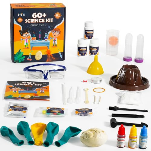 60+ Science Experiment Kit for Kids Ages 5-8, STEM Learning Exploration Set, First Science Kit for Boys Girls Birthday Gift