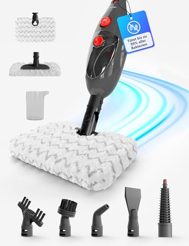 Media Evolution Dampfreiniger Steam-It Max – 7 in 1 – Für Boden & Fenster – Auch als Handdampfreiniger nutzbar – Kabelgebundener Elektrischer Dampfbesen
