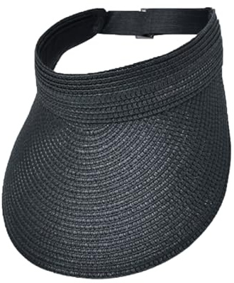 NOLACE Dam solhatt UV-skydd stråhatt brett brätte hatt justerbar vikbar hästsvans strandhatt metalljusterbart spänne med elastisk rem för golf resor vandring, svart, 55-60