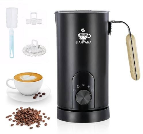 Jianyana Montalatte elettrico 5 in 1 – Montalatte automatico 350 ml grande capacità (nero)
