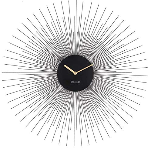 Wall Clock Peony Steel Large Black, 17,5 x 4,5 x 12 cm