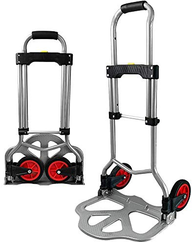 LZQ carrello pieghevole per il trasporto, portata fino a 60 kg, carrello impilabile per il trasporto con manico estraibile per traslochi, acquisti e casse pesanti, altezza regolabile HBT