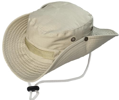 Taeku Cappello Boonie Uomo Donna Anti UV Protezione Solare a Tesa Larga Cappello per Esterni Safari Cappello da Sole per Esterno Escursionismo (Beige)
