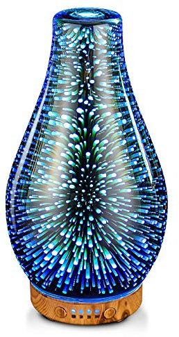 Difusor de Aroma de Cristal 3D Hecho a Mano, humidificador ultrasónico de 100 ml, 7 Colores, luz sin Agua, Apagado automático, sin BPA, humidificador para habitación de los niños, Oficina, Yoga