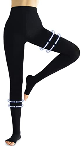 beister Medizinische Kompressionsstrümpfe Damen Lang, 20-30 mmHg Stützstrümpfe Herren, Undurchsichtig Offene Zehe Kompressionshose klasse 2 Solide Unterstützung für Krampfadern,Ödeme