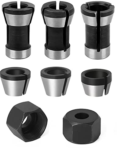 UYUYong 6 PCS Fresadora Adaptador Adaptador de Piezas de Fresadora Adaptador de Mandril para Carpintería Fresadora De Madera Máquina De Grabado Fresa Para Madera (6/6.35/8mm) -con Tuerca