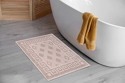 Pasha Home 2er und 1er Pack Badematte 60 x 120 cm Spring Braun/Badteppich aus Baumwolle/weicher Badvorleger rutschfest waschbar/moderner Badvorleger für Badezimmer, Dusche oder Küche