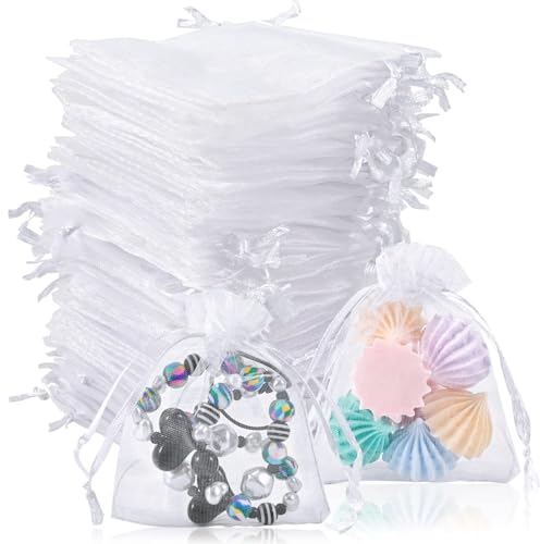 80 Pezzi Sacchetti Organza 7x9, Sacchetti Portaconfetti Sacchetti Confetti Matrimonio Bustine per Confetti Sacchettini Bomboniere Trasparenti Sacchettini Confetti Sacchetti di Lavanda per Natale