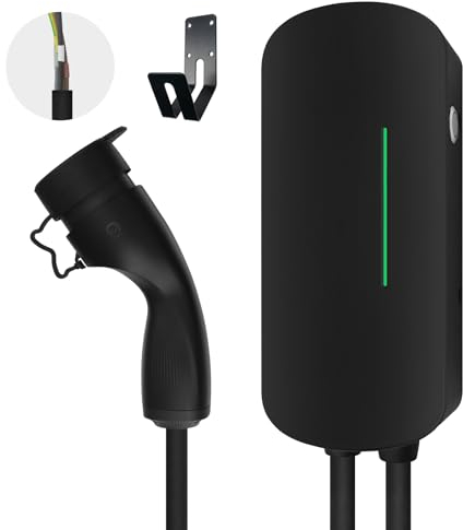 Morec Wallbox Stazione di Ricarica per Veicoli Elettrici Tipo 2 da 22KW, Caricabatteria per Auto Elettriche Trifase con Cavo di Ricarica da 6M