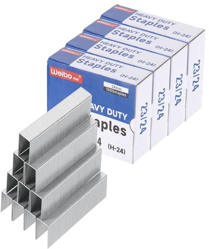 PATIKIL 23/24 Agrafes pour Agrafeuse, 4 Boîtes de 4000 Pcs, Longueur de Jambe Standard de 15/16, Pointe Plate et Tranchante, Sans Bourrage, pour Fournitures Bureau à Domicile, Argenté