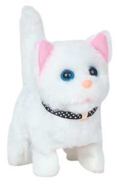 JAWSEU Jouet en Peluche Électronique Interactif, Animal Chat Électronique Robot Chaton Qui Aboie Et Marche Jouet Robot Interactif en Peluche Chat en Peluche Realiste Cadeau pour Garçons Et Filles
