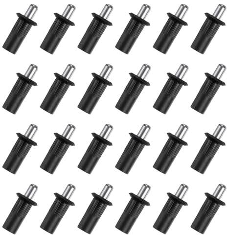 QUARKZMAN 6,8mm Armadio Porta Riparazione Perni 24pz Plastica Smorzatore Sostituzione Perni Molla Ferro Asse Caricato Perni Mobili Porta Pannello Connettore per Persiana Cucina Armadio Nero