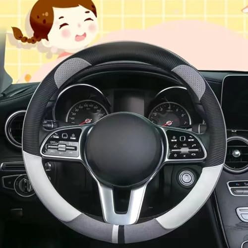 Steering Wheel Cover Funda para Volante de Coche, Transpirable, Antideslizante, de Piel de Gamuza, Adecuada para Accesorios Interiores de Coche de 37 a 38 cm (Estilo 6)