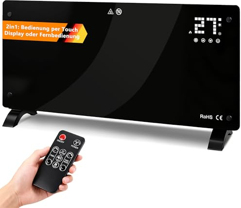 Citybee Chauffage Convecteur Électrique – 2000 W sur pied Économe en énergie Radiateur avec Thermostat & Télécommande Écran tactile Minuterie Protection contre la surchauffe – Garantie 2 ans