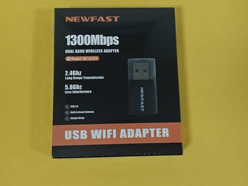 NEWFAST Clé WiFi Puissante AC1300 NF-U323,Double Bande Cle WiFi USB,Nano Clé WiFi pour PC/Laptop/Desktop/Tablet, Adaptateurs USB 3.0 WiFi Compatible avec Windows 11/10/8.1/8/7/XP, Mac OS 10.9~10.15
