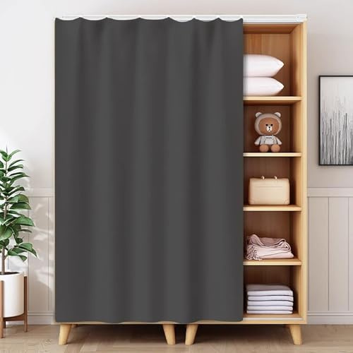 YSPZDQ Sin Perforación Cortinas Cocina, A Prueba de Polvo y Autoadhesiva Cortina para Riel, Felpa Corta Cortina Opaca, Cortina Sin Taladrar para Cocina/Baño/Armario(Gray-c,120 x 60 cm)
