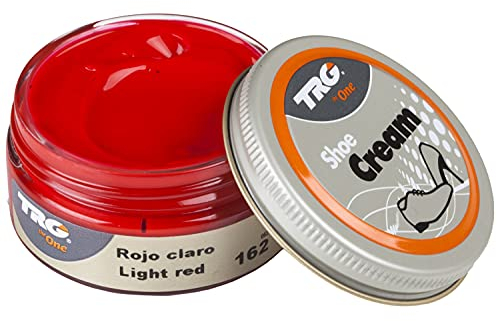 TRG the One - Crema protettiva per scarpe in pelle a base di cere | Lucido per scarpe in pelle e pelle sintetica | Nutre, dona lucentezza e mantiene il colore | Crema scarpe #162 rosso chiaro, 50ml