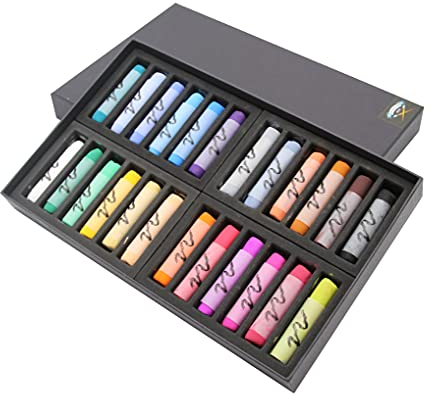 Soft-Pastell Handmade im 24er-Set, Handgemachte Pastellkreide, Handgerollte Softpastelle
