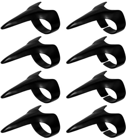 Minkissy Halloween fingerklor ringar nagel kostym fingerklo naglar gotiska punk naglar för cosplay fest 8 st svart