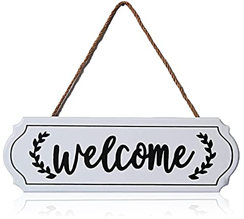 Hezhou Letrero Colgante De Placa De Pared De Madera Decorativa Placa De Bienvenida Colgante Cartel de Bienvenida para Puerta de casa Letreros para Puertas letreros para Puertas de Madera Decorativos