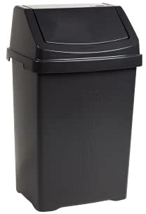 JMS we create smile 8L/25L/50L Litre Plastic Swing Lid Bin Waste Recycle Dustbins Rubbish Trash Refused Bins (Midnight Grey, 8 LITRE)