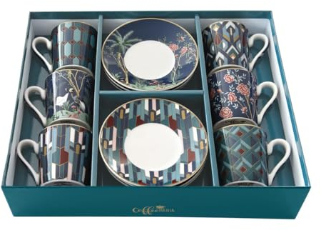 Easy life - easy life servizio caff set 6 tazzine espresso con piattino in porcellana fine china in scatola regalo capacit ml. 100 r0126#alay