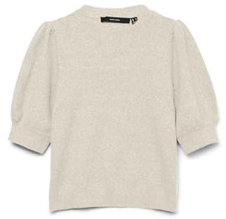 VERO Moda Women's Vmdoffy 2/4 O-Neck Pullover Ga Noos, Birch/Detail: Melange, M
