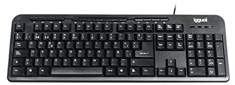 iggual - Kabelanslutet tangentbord CK-Basic-120T | Grundläggande datortangentbord - USB-anslutning - kompatibelt med Windows, macOS, Linux - bärbar dator - svart färg