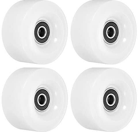 PATIKIL 32 x 58mm Rueda Patín Ruedas con Rodamientos, 4 Paquete 82A Quad Patín Reemplazo para Doble Hila Patín Monopatín Interior o Exterior, Blanco