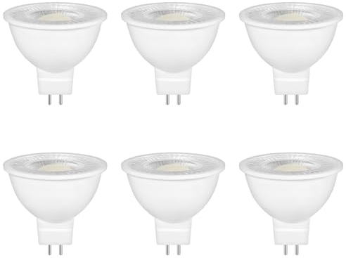 Caldarax 6 Stück GU5.3 MR16 LED 5W Lampe 12V, Ersetzt 50W Halogenlampe Spot Strahler, 6000K Kaltweiß LED Leuchtmittel, 500Lm, 38° Abstrahlwinkel, AC/DC 12V LEDs Spot MR16, Nicht Dimmbar