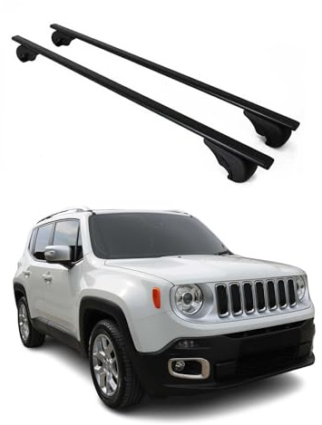 OMAC Dachträger Querträger für Jeep Renegade 2015-2025 – TÜV/DIN 75302:2019 – Abschließbar – Max. 75 kg – 2 Stangen Schwarz