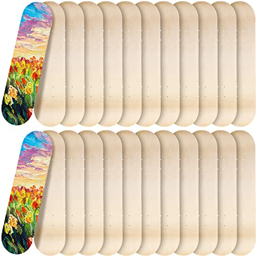 Meooeck Blank Skateboard Decks Bulk 7.9 x 31 Inch Natural 7 Layer Wooden Double Tail Plain Skate Decks for Replacement Art Painting Home Decor