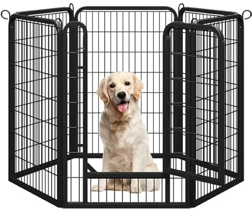 Yaheetech Recinto per Cani Grande 6 Pannelli 68 x 100 cm Conigli Animali Cuccioli per Casa da Interno Esterno Giardino in Ferro Recinzione Rete Metallica Pieghevole e Portatile Nero