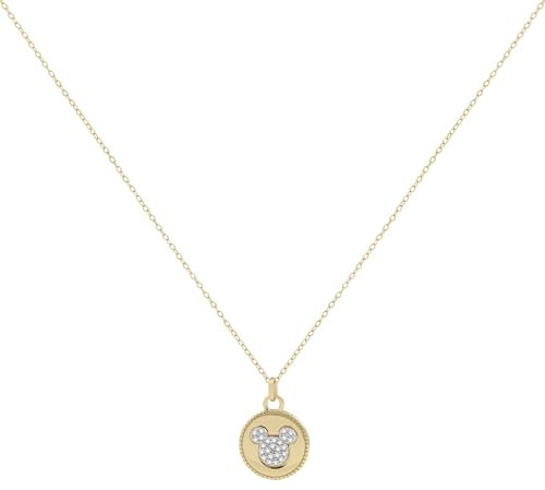 Disney 100 Mickey Mouse Silver & 18 Carat Yellow Gold Plated Sterling Silver Double-sided Pendant with Cubic Zirconia Stones