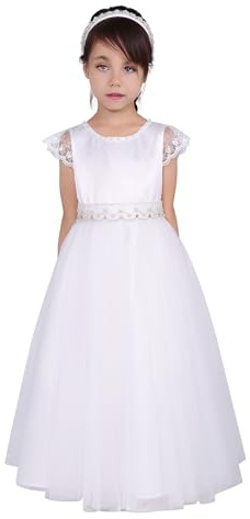Maoluo Vintage Girl 1st Communion Tulle White Clothes Teens Kid First Wedding Pageant Dress Size 6 7 8 9 10 11 12 13 14