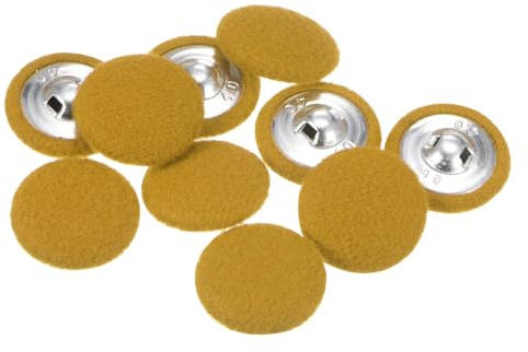 HARFINGTON 10pcs 40L Fabric Cloth Covered Button 25mm Round Holes Metal Shank Sewing Buttons for Suits Dress Blouses, Yellow